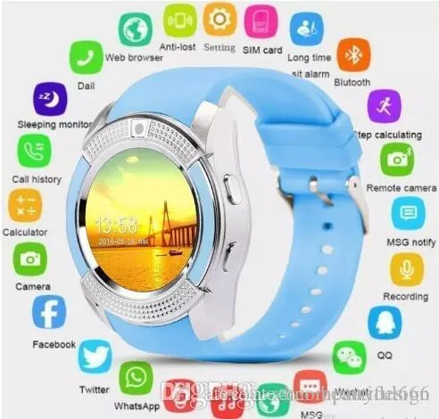 XH Montre intelligente Bluetooth Smartwatch avec emplacement pour carte SIM à écran tactile pour appareil photo, téléphones étanches montre-bracelet intelligente sport Fitness Compatib