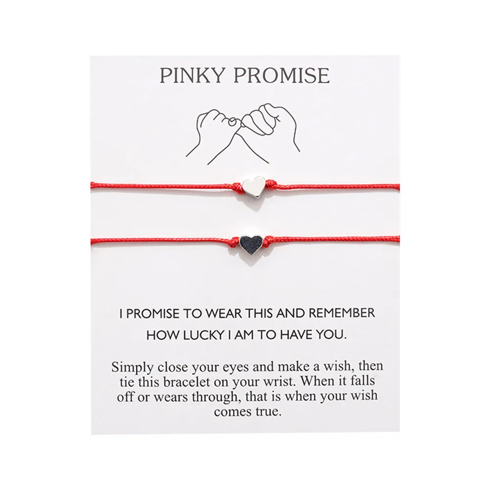 2 Pieces Pinky Promise Bracelets Distance Matching Bracelets for Women  Girls Adjustable Handmade Bra | Fruugo BH