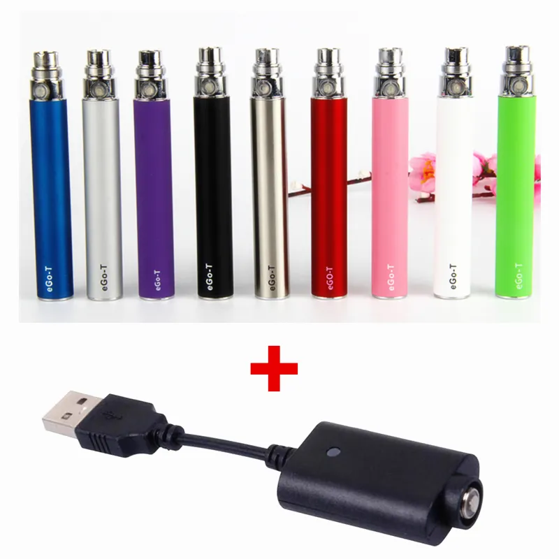 MOQ 5PCS E Cigarette EGO-T Batteri 650 900 1100mAH VAPE PEN 510 Trådförångare med USB-laddare passar egoförstärkare 100% Kvalitet