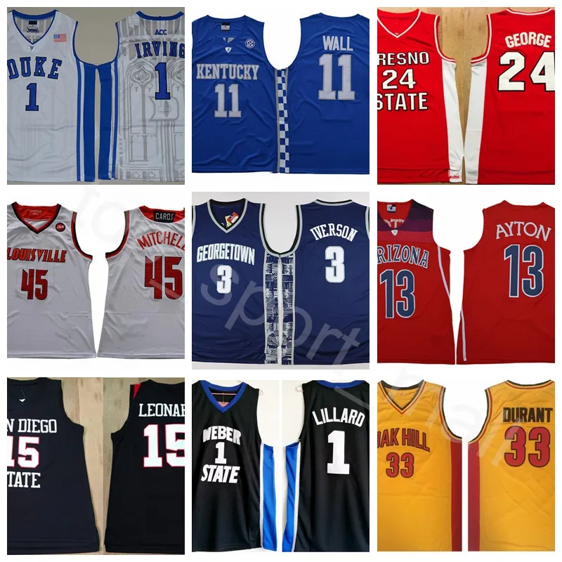 Man College Basketball Jersey All Team Kyrie George Durant Irving Wall Simmons Lillard Mitchell Allen Leonard Iverson Ayton Embiid Link