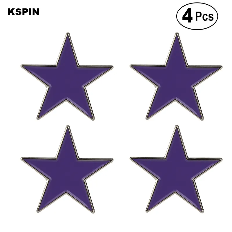 Pin de solapa de estrella púrpura, Pin de solapa, insignia de bandera, broche, insignias, 4 piezas