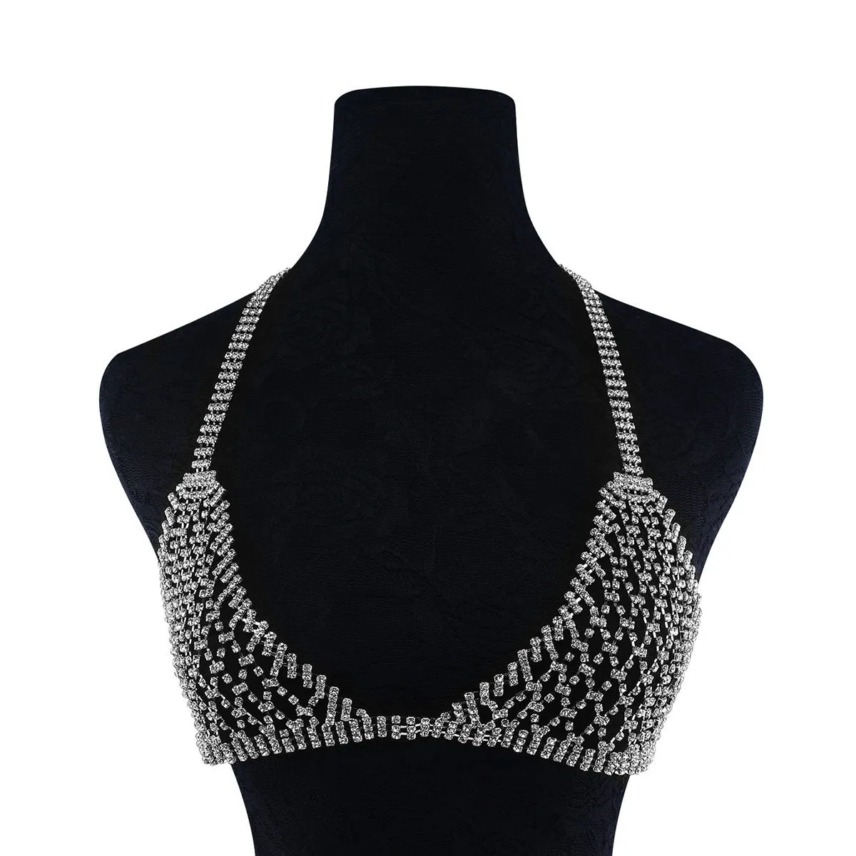Ensemble Lingerie Chaîne De Corps Avec Strass – Bikini String Et Soutien-gorge Femme – Neuf