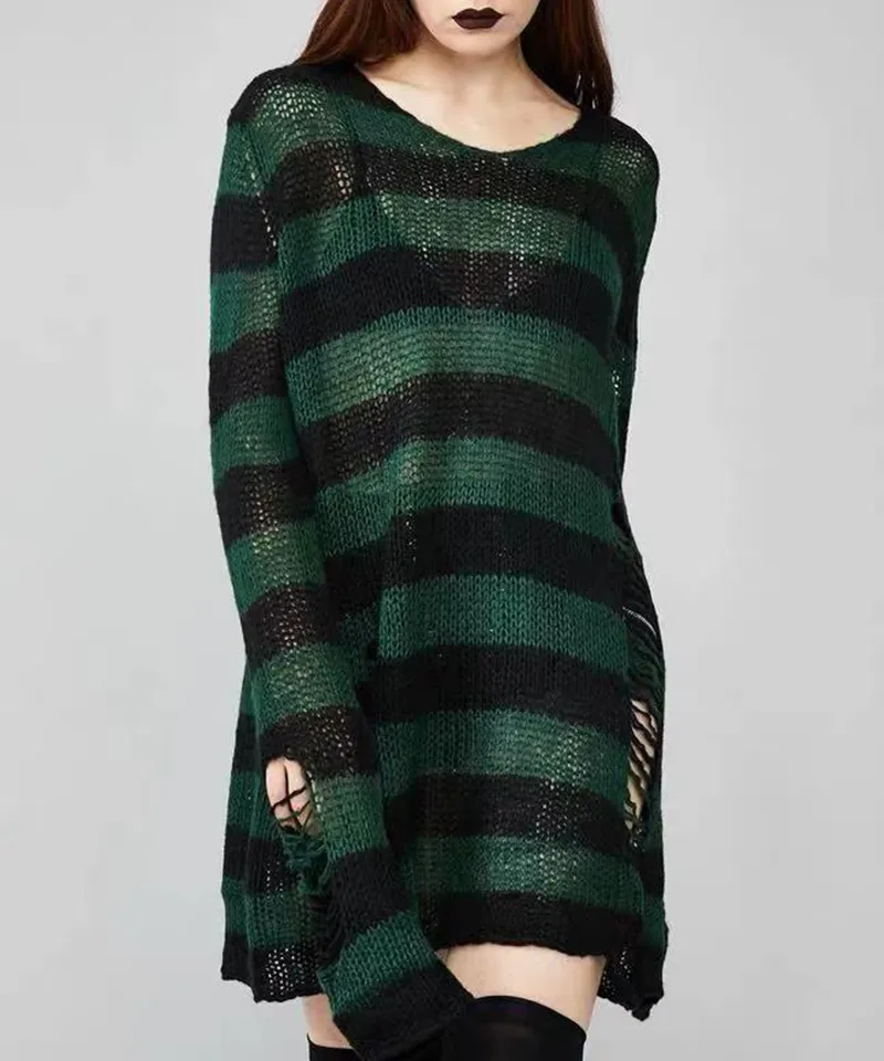 Plus Size Punk Gothic Long Unisex Acrylic Sweater Dress with Belt Closure  and Hollow Out Striped Pattern from Dhgate Womens Sweaters - price 21.75
