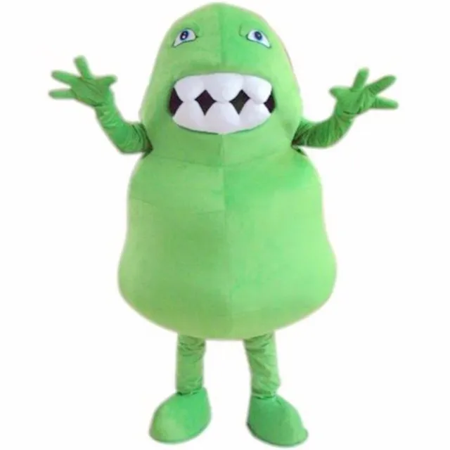Professionell Custom Green Germ Mascot Kostymtecknad Grön Bakterier Animal Character Kläder Jul Halloween Party Fancy Dress
