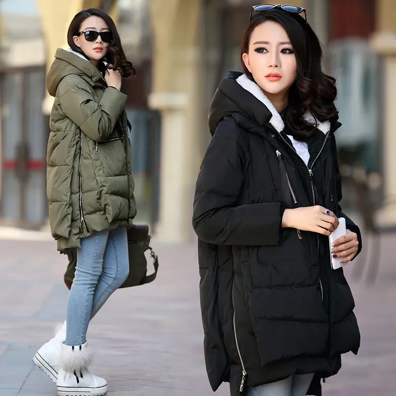 Maternity Winter Coat Long Hooded Ticken Down Jacket Casual Coat för gravida kvinnor Graviditetskläder Ytterkläder plus storlek S-5XL T190903