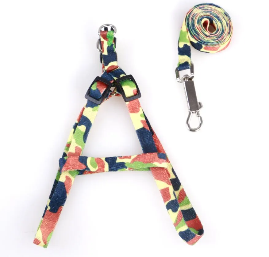 Newest 1.0*120cm Dog Harness Leashes Nylon Printed Adjustable Pet Dog Collar Puppy Cat Animals Accessories Pet Necklace Rope Tie Collar