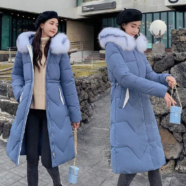 2019 nuevo estilo de moda Parkas mujeres abrigos de invierno algodón  acolchado cálido Maxi Puffer señoras abrigos largos Parka mujer chaqueta