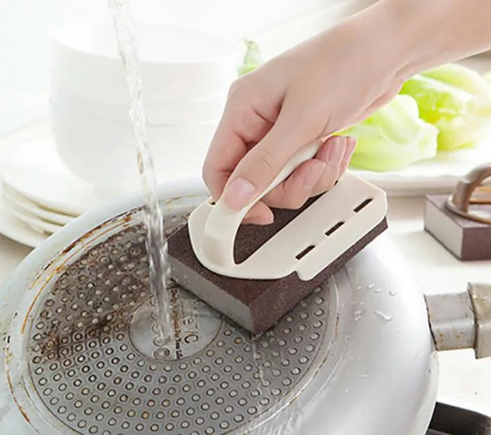 キッチンの除染の両面スポンジの拭き取りは、スケール皿洗いSPを刺繍しているハンドルエメリーナノコットンワイプと交換できます。