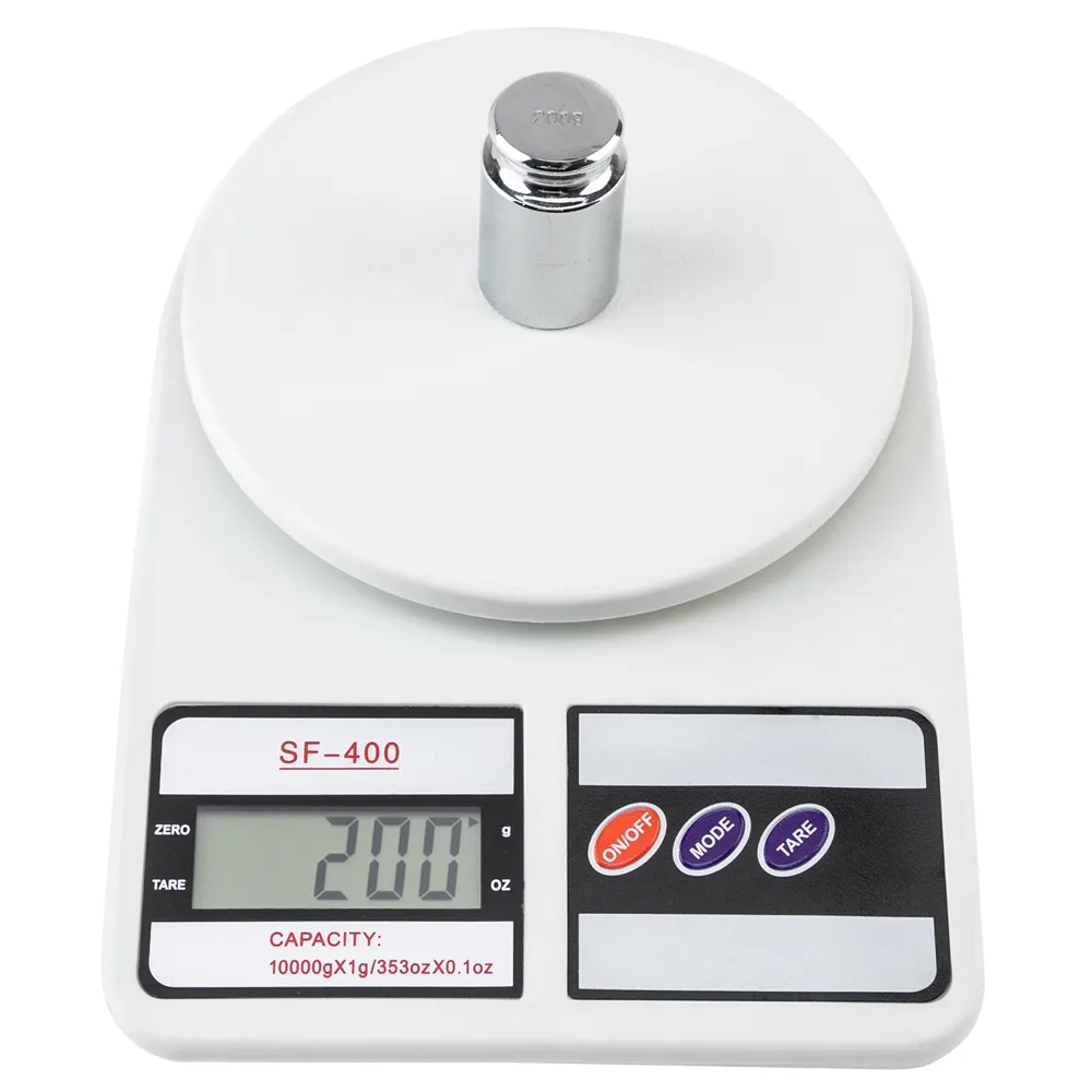 Grosso 10KG / 1g Cozinha Correio LCD Digital Scale Branco