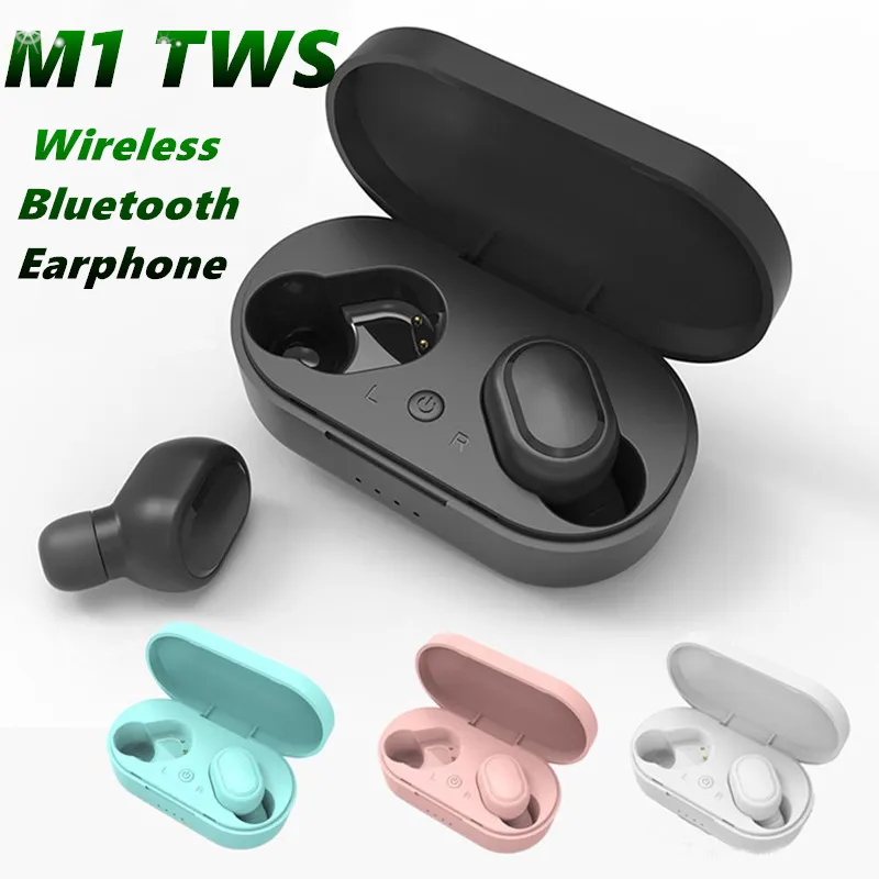 M1 Kablosuz Bluetooth Kulaklık Kulaklıklar 5.0 Kulakiçi 3D Stereo Mini Kulaklık Gürültü Perakende Kutusu Ile Kulaklık Kulaklık İptal Etme MQ50