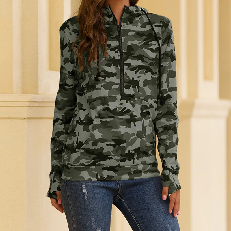 Army print deals hoodie women's