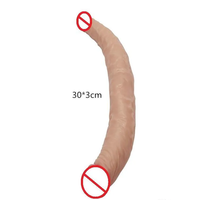 Sex Double Dildo Anal Plug för Kvinnlig Onani Lång Double Dong Vuxen Sexleksaker Big Fake Penis för Kvinnor Simulerade Penis Double