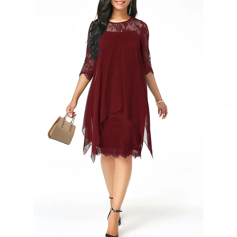 Chiffon overlay navy three quarter sleeve lace best sale dress