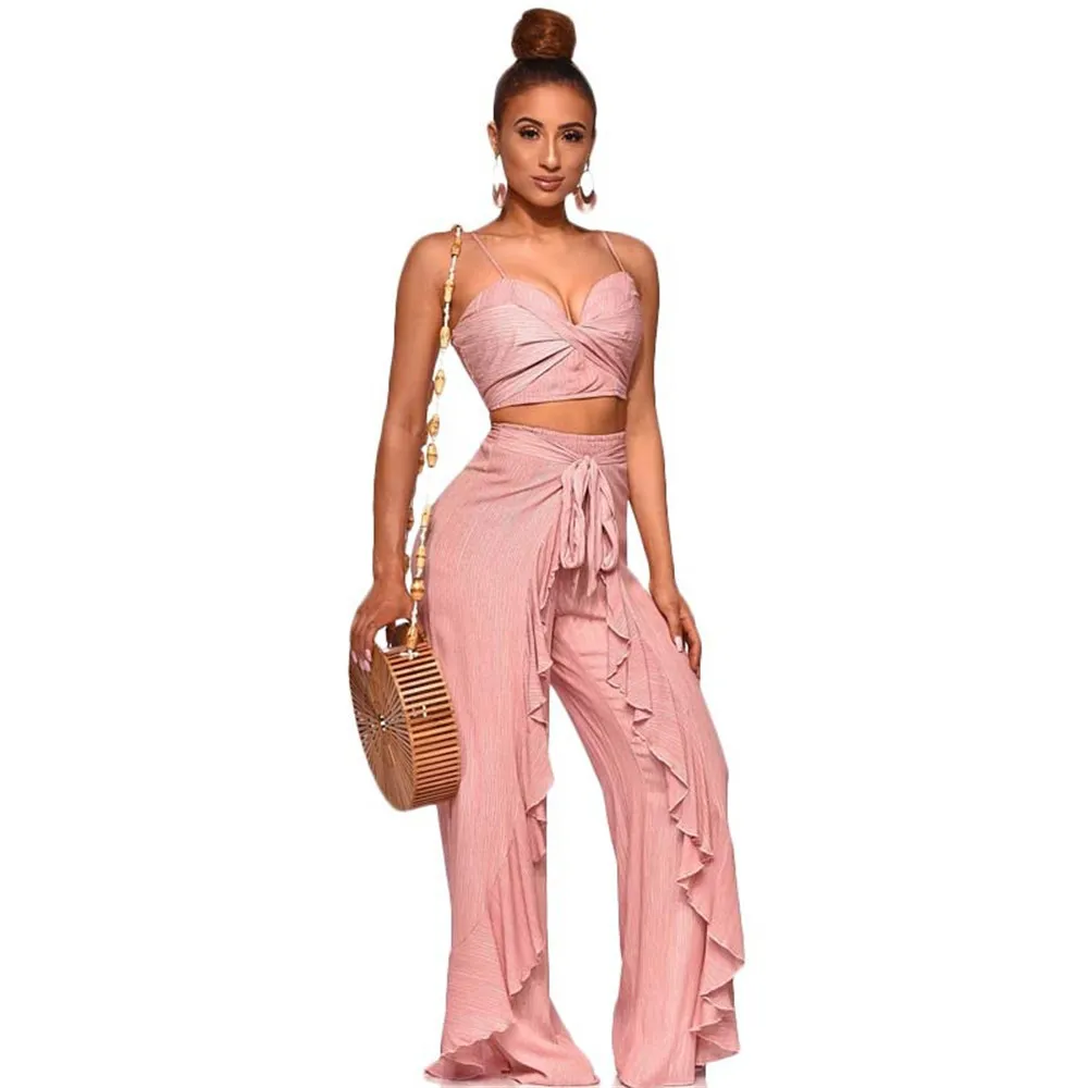 Buy Women's 2 Piece Floral Bow Tie Crop Tops High Waist Wide Leg Pants Set,  White, X-Large at Amazon.in