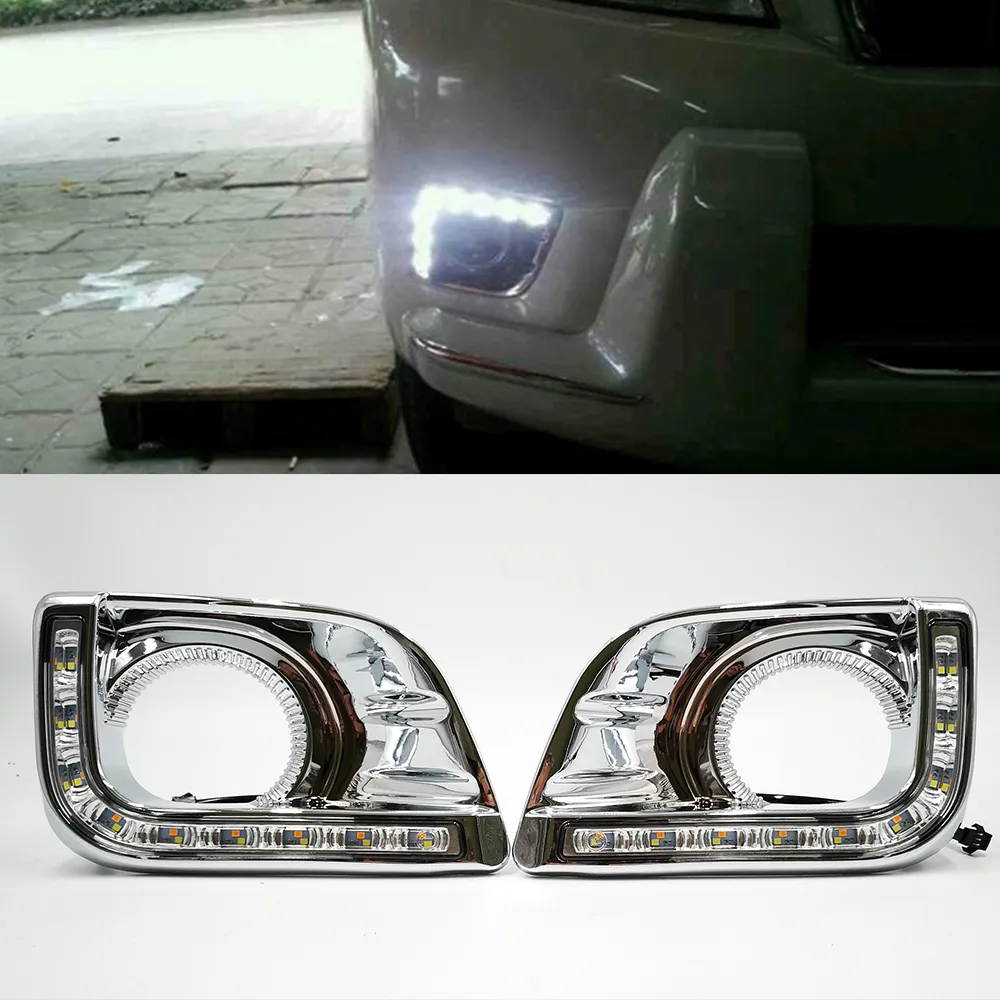 2st Car Led DRL Dagtid Löpning Ljus Dimma Head Lampskydd för Toyota Prado FJ150 LC150 2010 2011 2013 för Land Cruiser 2700