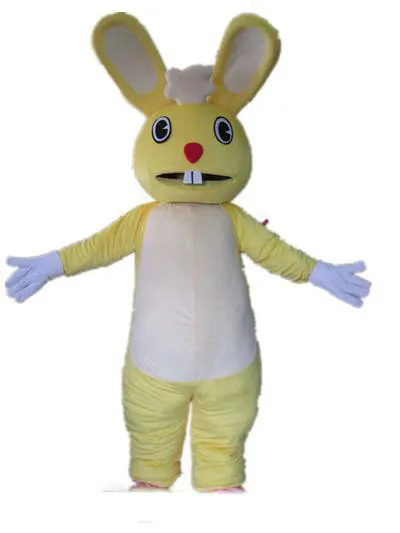 2019 offre spéciale nouveau costume de mascotte de lapin jaune avec une grande bouche pour adulte à porter