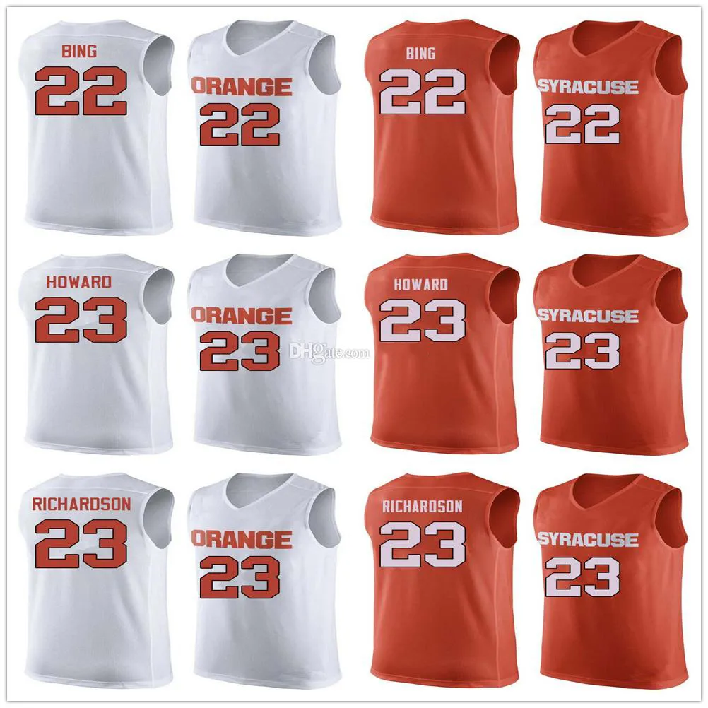 Syracuse Faculdade de laranja # 22 Dave Bing Basketball Jersey # 23 Frank Howard Malaquias Richardson Mens costurado número personalizado Nome Nome Camisas