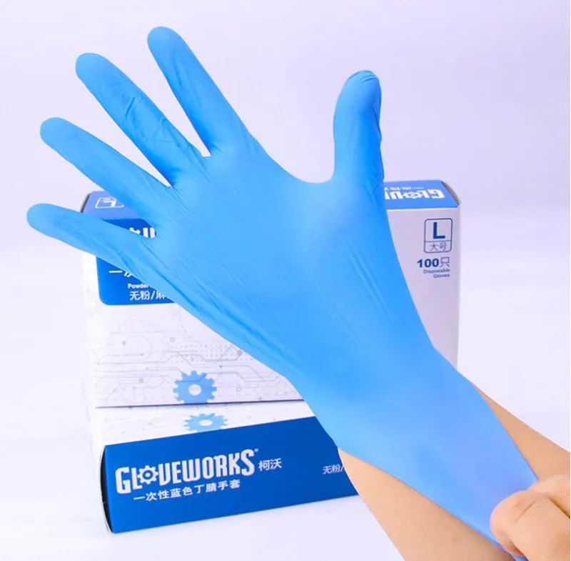100 Pack Blue Blue Nitrile Examination Gloves Food Grade, Waterproof