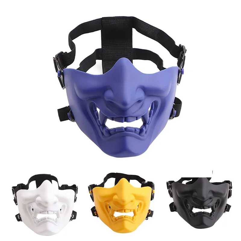 Half Face Mask Scary Smiling Ghost Shape Adjustable Tactical Headwear Protection Outdoor Sportswear Halloween Costumes Party