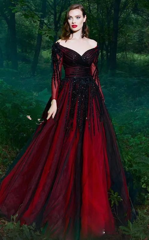 red and black formal dress