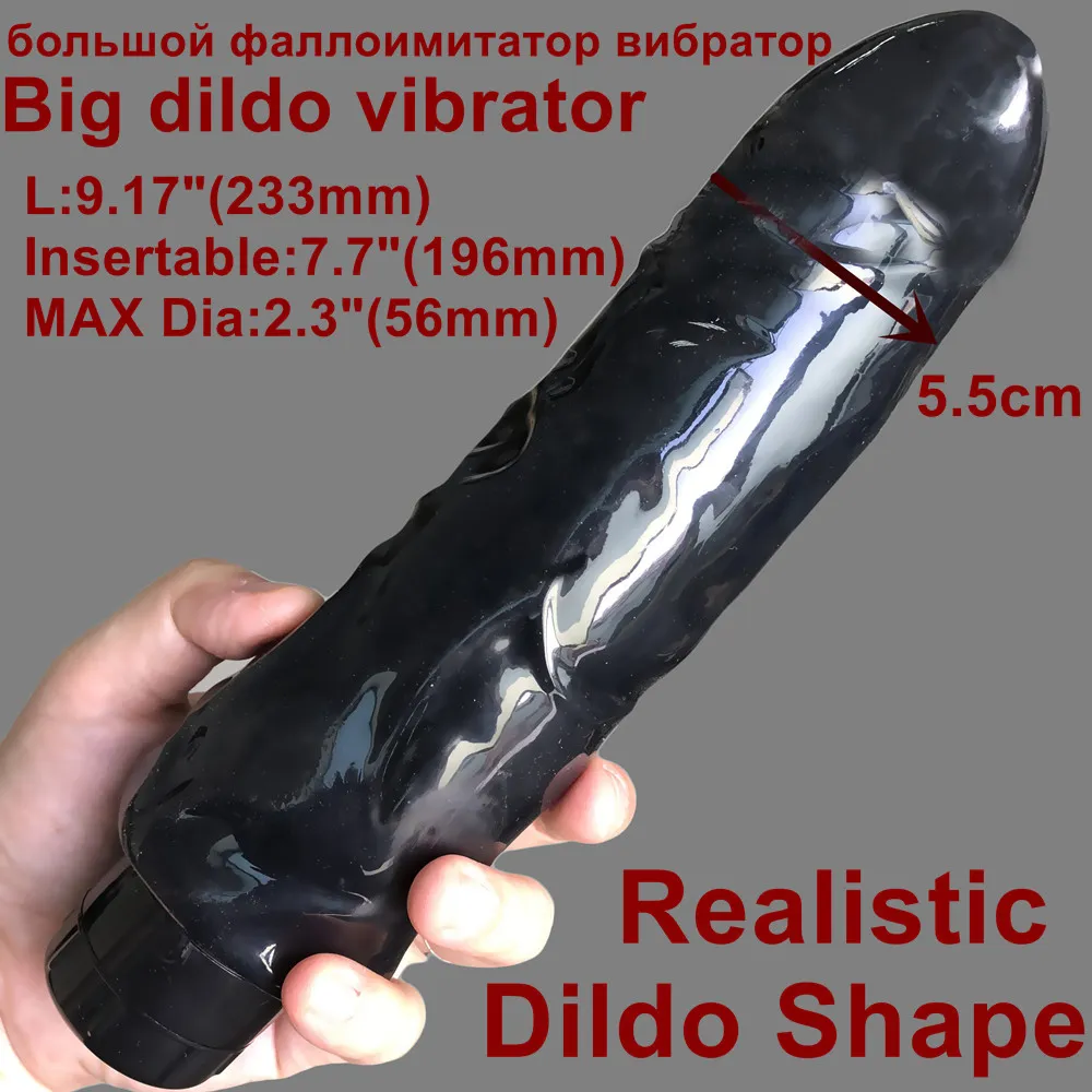 L: 9.17 "(233mm) D: 5,6 cm Duży Gruby Czarny Wibrator Dildo Wibrator Kobiet Masturbator Wibracyjny Cock Penisa G-Spot Kobieta Sex Toy Seks Produkt MX191220