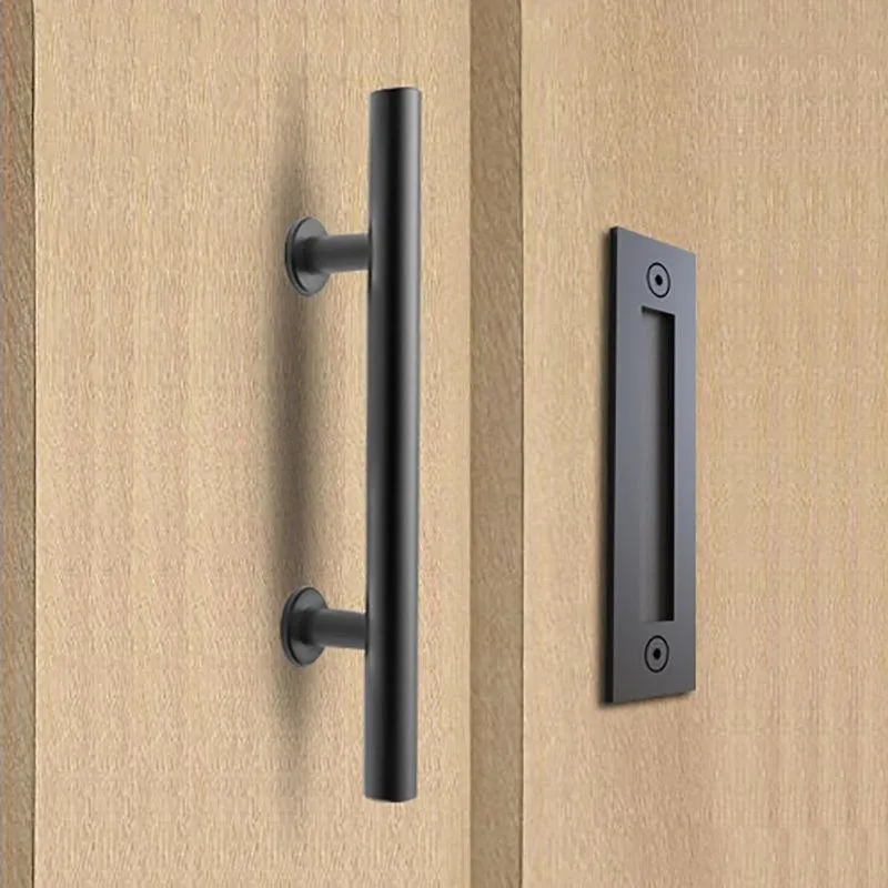 Black Stainless Steel Barn Door Handle Sliding Wood pull hande two side installation