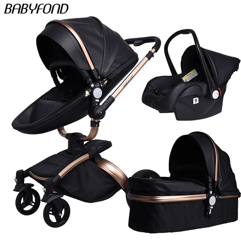 Babyfond 2019 nuevo color gris marco dorado marco negro 3 en 1 cochecitos de bebé enviar regalos gratis Envío gratis país de la UE sin impuestos