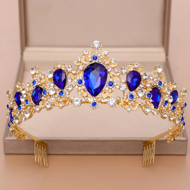 Nieuwe Bridal Crown Green Blue Red Crystal Tiara voor Bruiloft Haaraccessoires Bruid Hoofddeksel Vrouwen Haar Sieraden