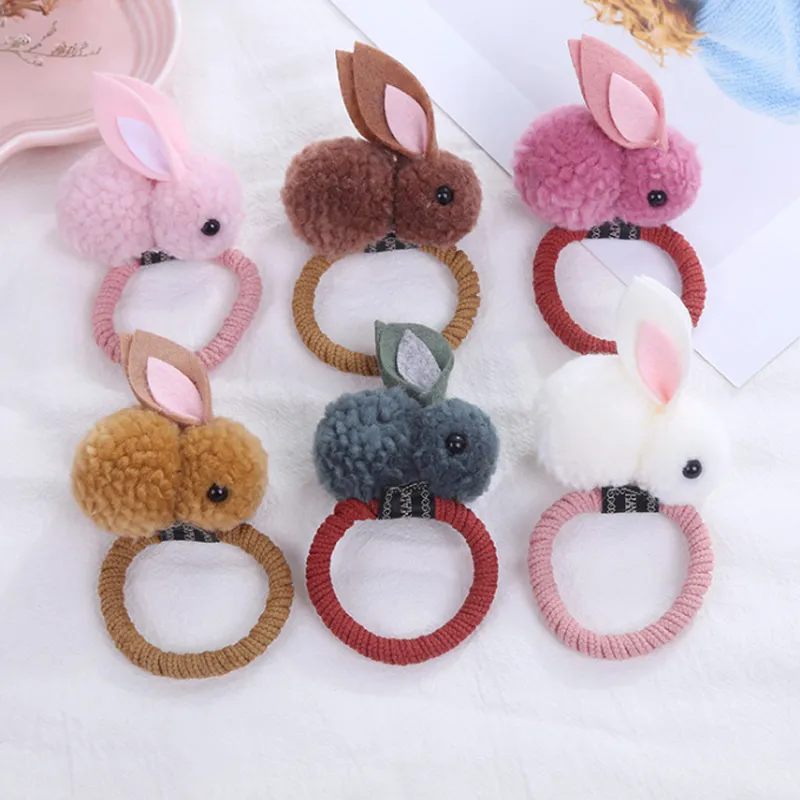 Fashion Designer Hair Accessories Cute Rabbit Hair Bands for Women Girls Hair Ties Elastic Headband Ponytail Holder Rope Ring