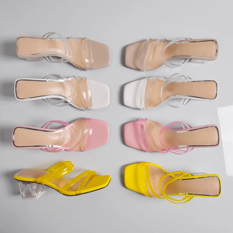 Горячая распродажа-2019 летние новые прозрачные тапочки из ПВХ женские туфли кожаные открытый кристалл каблука сандалии женские конфеты цвета обувь женщина
