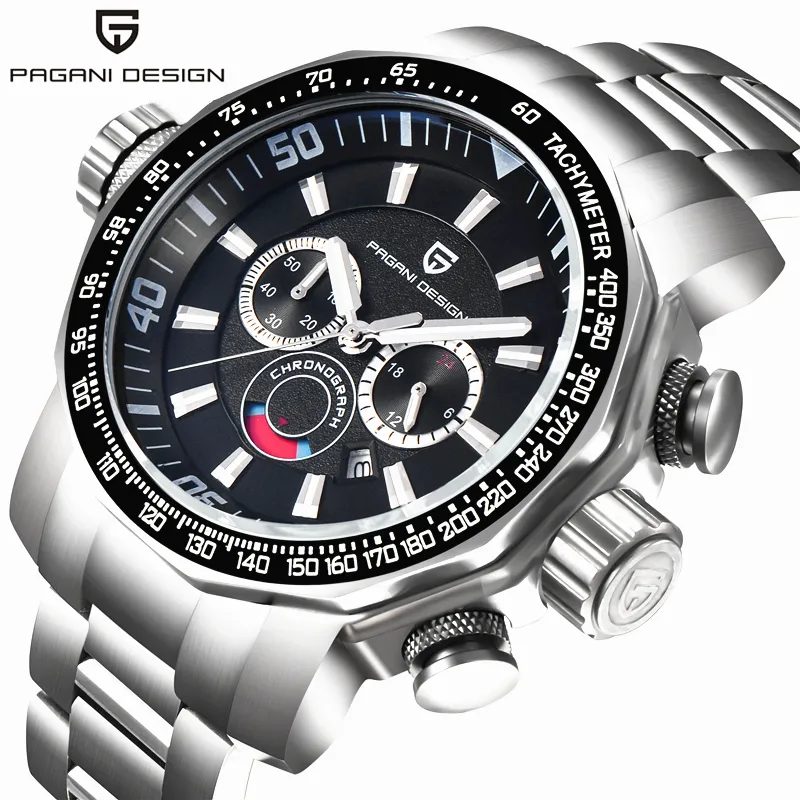 Orologi da uomo di marca di lusso PAGANI DESIGN Orologio sportivo Dive Orologi militari Quadrante grande Orologio da polso al quarzo multifunzione reloj hombre325G