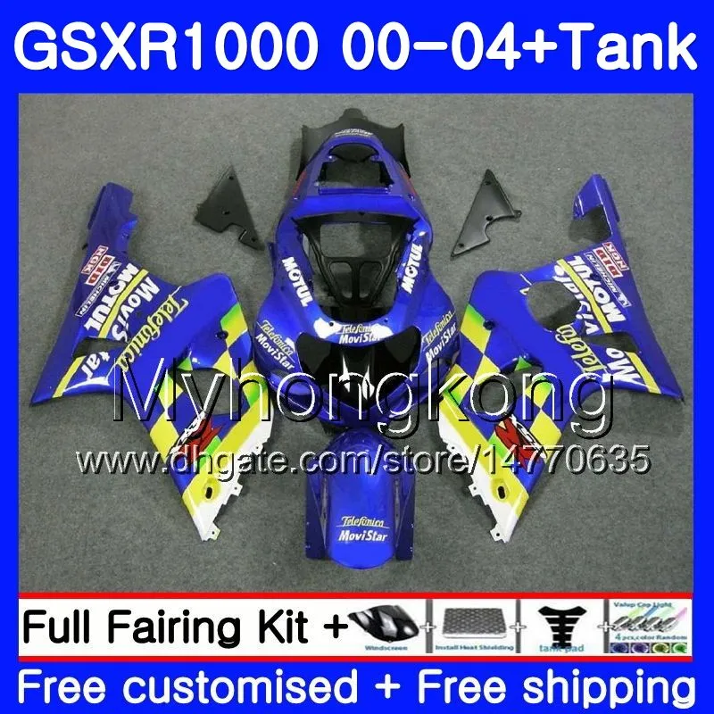 +Бак для SUZUKI GSX R1000 GSX-R1000 GSXR1000 01 02 03 04 299HM.11 GSXR-1000 K2 K3 GSXR 1000 Movistar Blue 2000 2001 2002 2003 2004 обтекатель