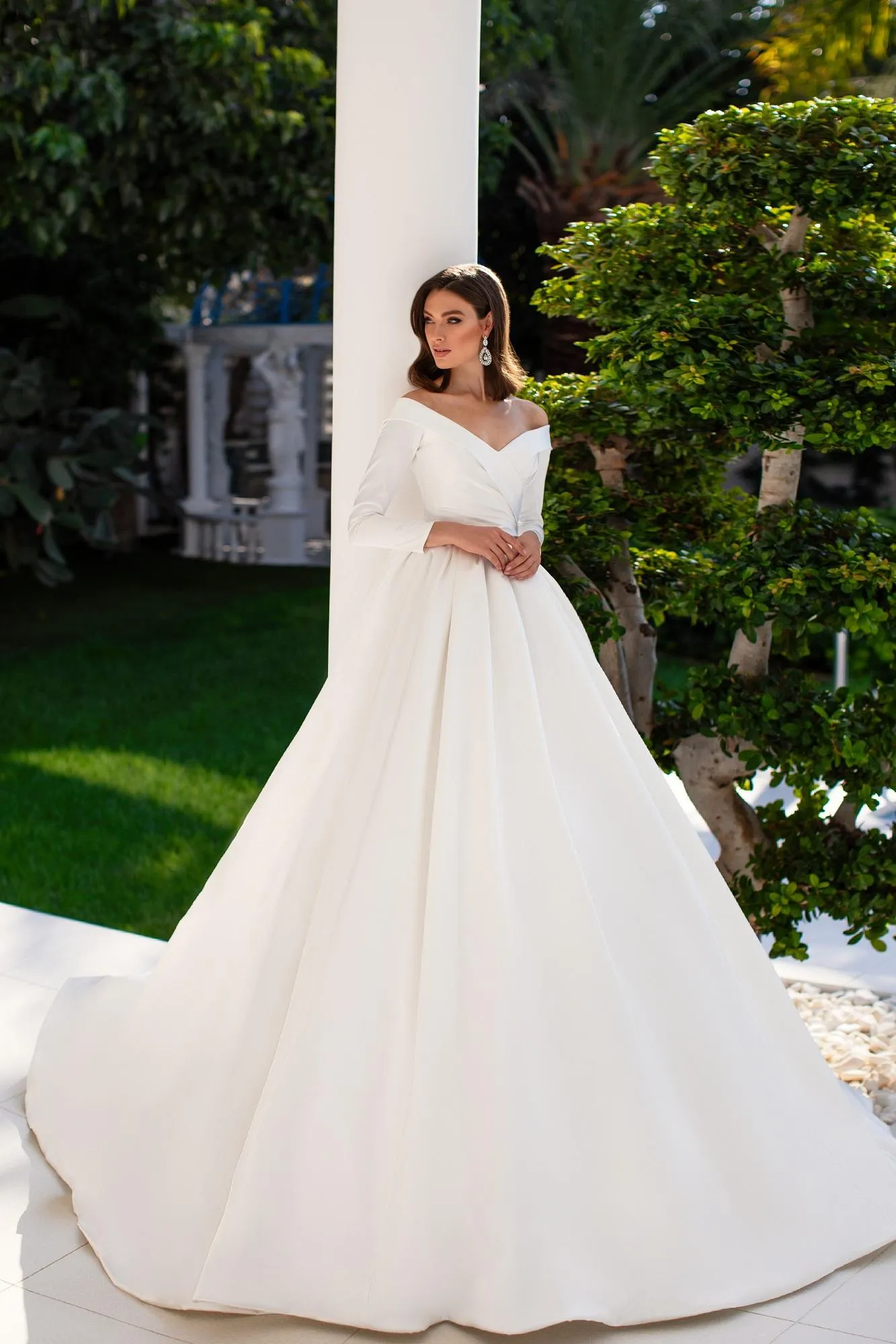 Elegant Off Shoulder Satin Wedding Dress, 3/4 Sleeve... From  Missweddingdress, $136.9 | DHgate.Com