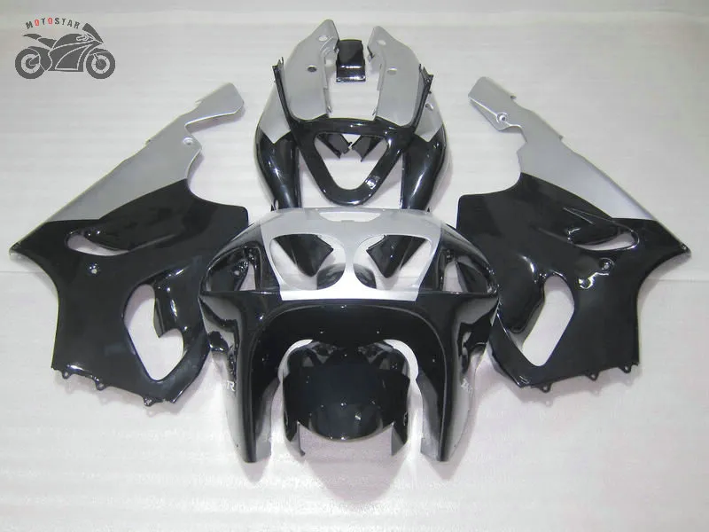 Gratis Custom Fairing Kit voor Kawasaki Ninja 96-03 ZX7R ZX-7R ZX 7R ZZR750 1996-2003 Chinese ABS Plastic Silver Black Fackings Bodywrok