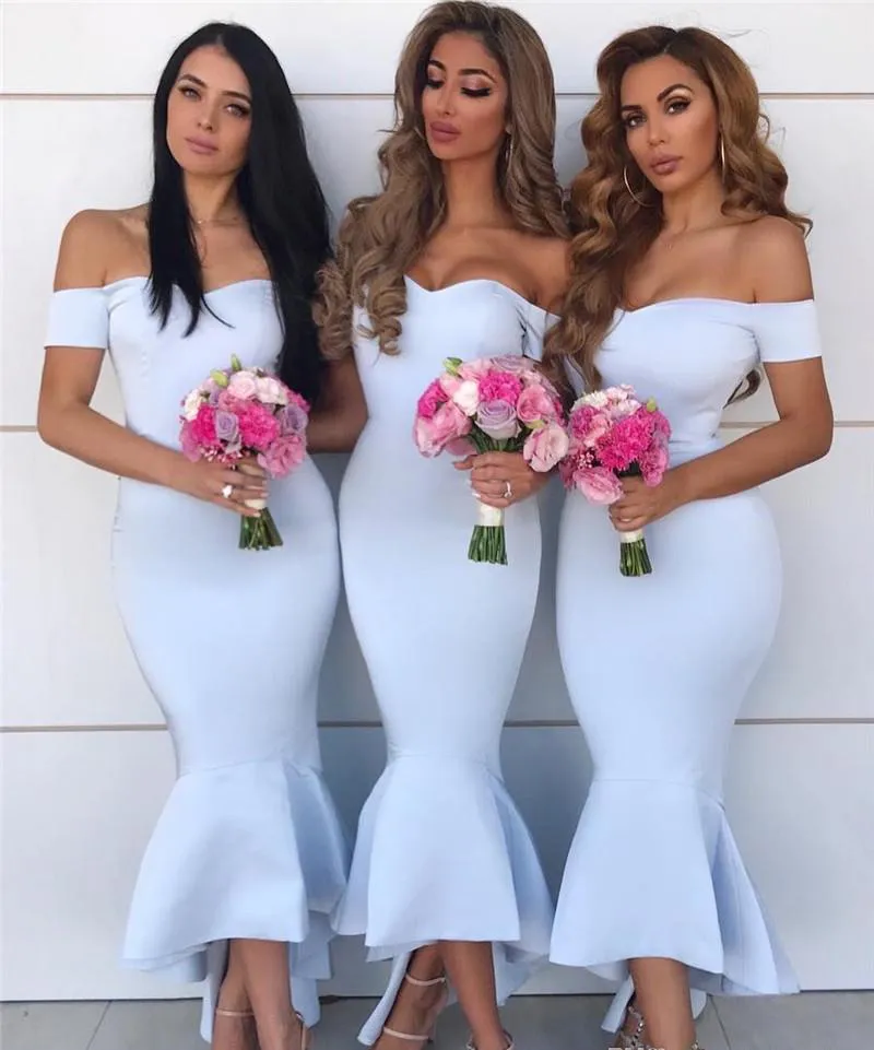 2019 Off Ramię Druhna Dress Tanie Wysokie Lato Letni Kraj Garden Formalny Wedding Party Guest Maid of Honor Gown Plus Size Custom Made