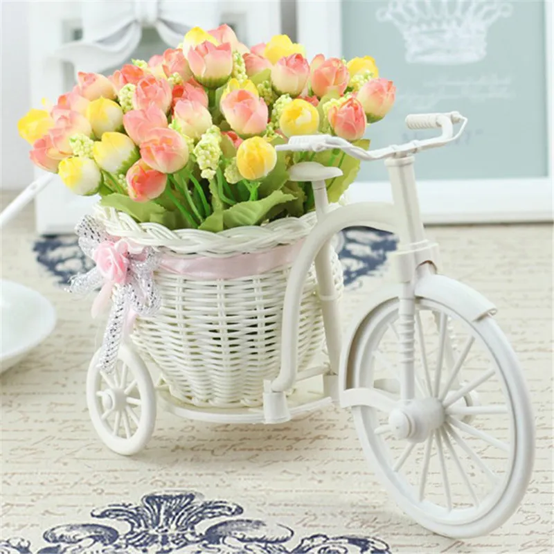 Colorful Silk Rattan Bike Vase With Mini Rose And Daisy Flowers Artificial  Flores Bouquet For Home And Wedding Shabby Chic Decor C19041702 From  Mingjing03, $8.39