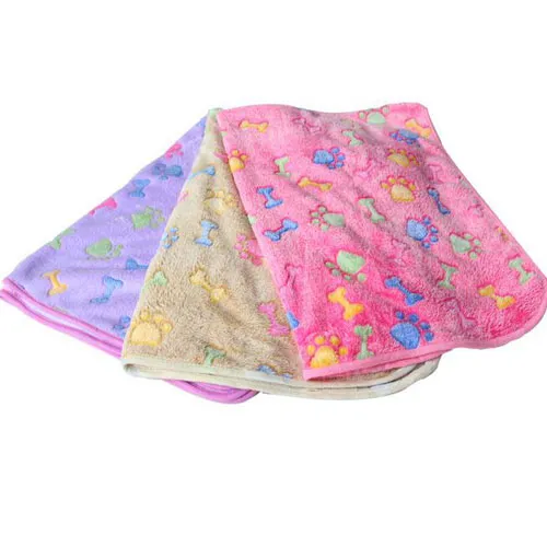 Cute Pets Kennels Small Warm Blanket Paw Print Dog Cat Hamsters Puppy