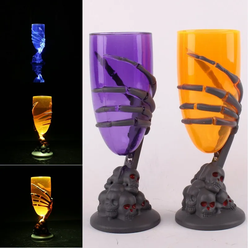 Led Ghost Claw Cup Lysande Vinglasögon Halloween Ghost Plastic 3D Ghost Claw Muggar Belysning Champagne Vin Ölmugg