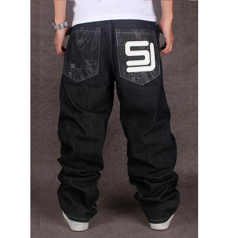 2017 heren zwarte baggy jeans hiphop designer cholyl merk skateboard broek losse stijl ware hiphop rap jeans jongen