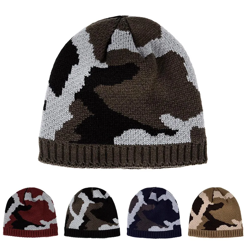 Nuovi uomini Camouflag inverno addensato caldo berretti cappello esercito mimetico colore morbido caccia pesca arrampicata sport all'aria aperta berretto lavorato a maglia