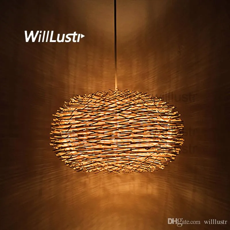 Handmade Wicker Bird Nest Rattan Hanging Lamp For Hotel Restaurant Mall Bar Lounge Porch And Chandelier Suspension Lighting From Zhenyushengjin2009 59.2 DHgate.Com