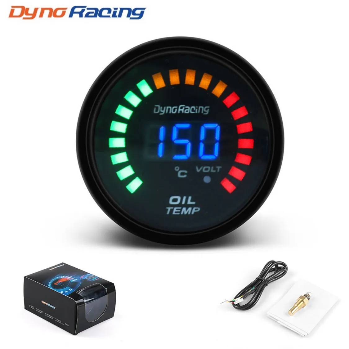 Dynoracing 2 Inch 52mm Digital LED Oil Temp Gauge Car Simulate Oil Temperature Gauge With Sensor