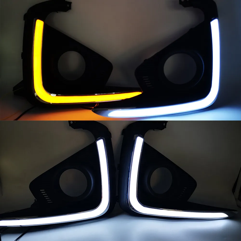 2st LED DAYTIME Running Light 12V DRL för Suzuki Ertiga 2018 2019 Fog Lamp Cover Headlamp Yellow Turn Signal
