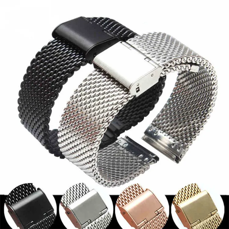 Bracelet de montre en maille milanaise en acier inoxydable, 18 20 22 24mm