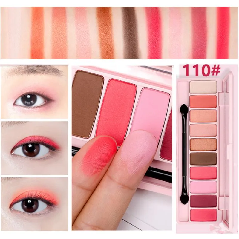 Hold Live Peach Matte Eye Shadow Palette voor Red Shadows Koreaanse make-up Merk Pink Cherry Blossom Glitter Eyes Shadows 60pcs / Party DHL Free