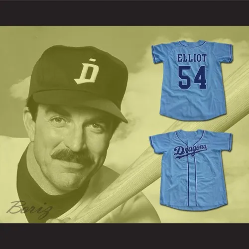 Benutzerdefinierte Jack Elliot #54 Mr. Baseball Movie Jersey Chunichi Dragons Weiß Blau Jeder Name und jede Nummer Größe S-4XL