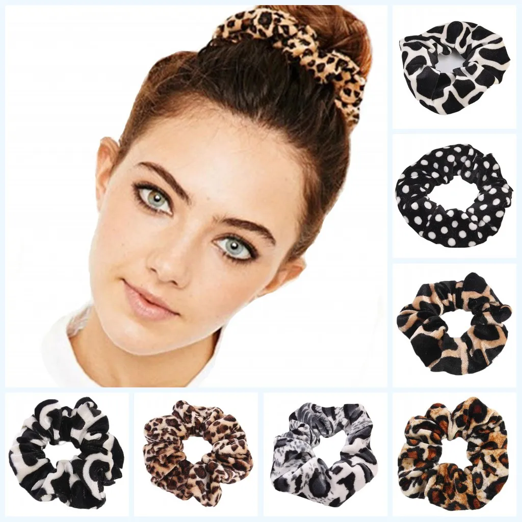 عالية الجودة ليوبارد الشعر Scrunchies الفتيات مطاطا حبل الشعر الفرقة الإناث اكسسوارات المخملية Scrunchies حامل ذيل حصان