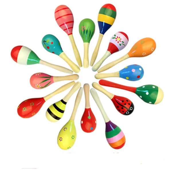 Colorful Sand Hammer Baby Rattle Infant & Toddler Mini Wooden Maracas Child Madera Musical Instrument Baby Shaker Children Gift Toys DHL
