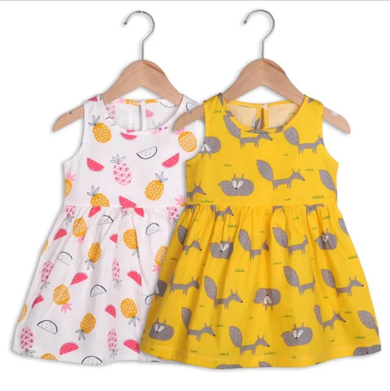 Vestiti estivi per neonate Cartoon Toddler Princess Dress Abiti senza maniche per ragazze Abiti in cotone Boutique Abbigliamento per bambini 19 Disegni DW5493