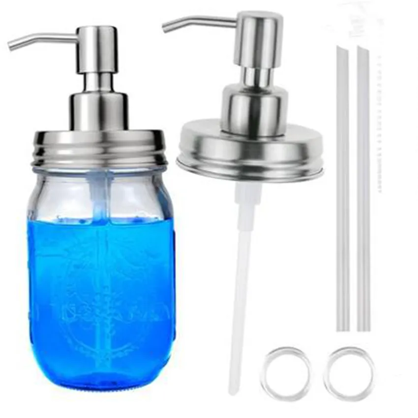 450 ml DIY Dozownik Mydło Pompa Ze Stali Nierdzewnej Mason Jar Soap Soap / Lotion Dispenser Head Head Glass Butelka ZZA1080